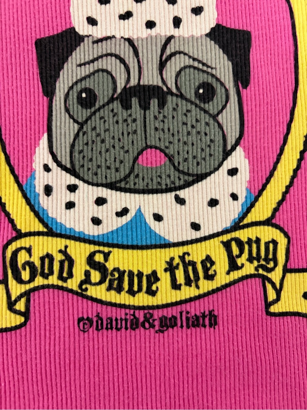 “God Save the Pug!!!” Y2K David & Goliath Pink Pug Graphic Women's Tee